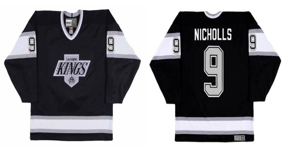 2019 Men Los Angeles Kings 9 Nicholls Black CCM NHL jerseys